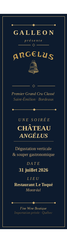 Le grand repas Ch&acirc;teau Ang&eacute;lus, 31 juillet 2026 