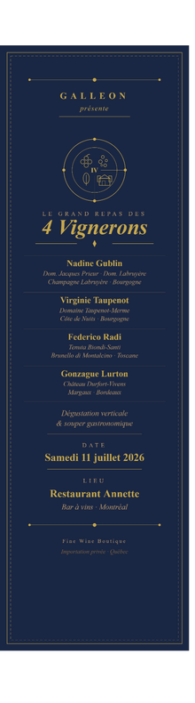 Le Grand Repas des 4 Vignerons, 11 juillet 2026 